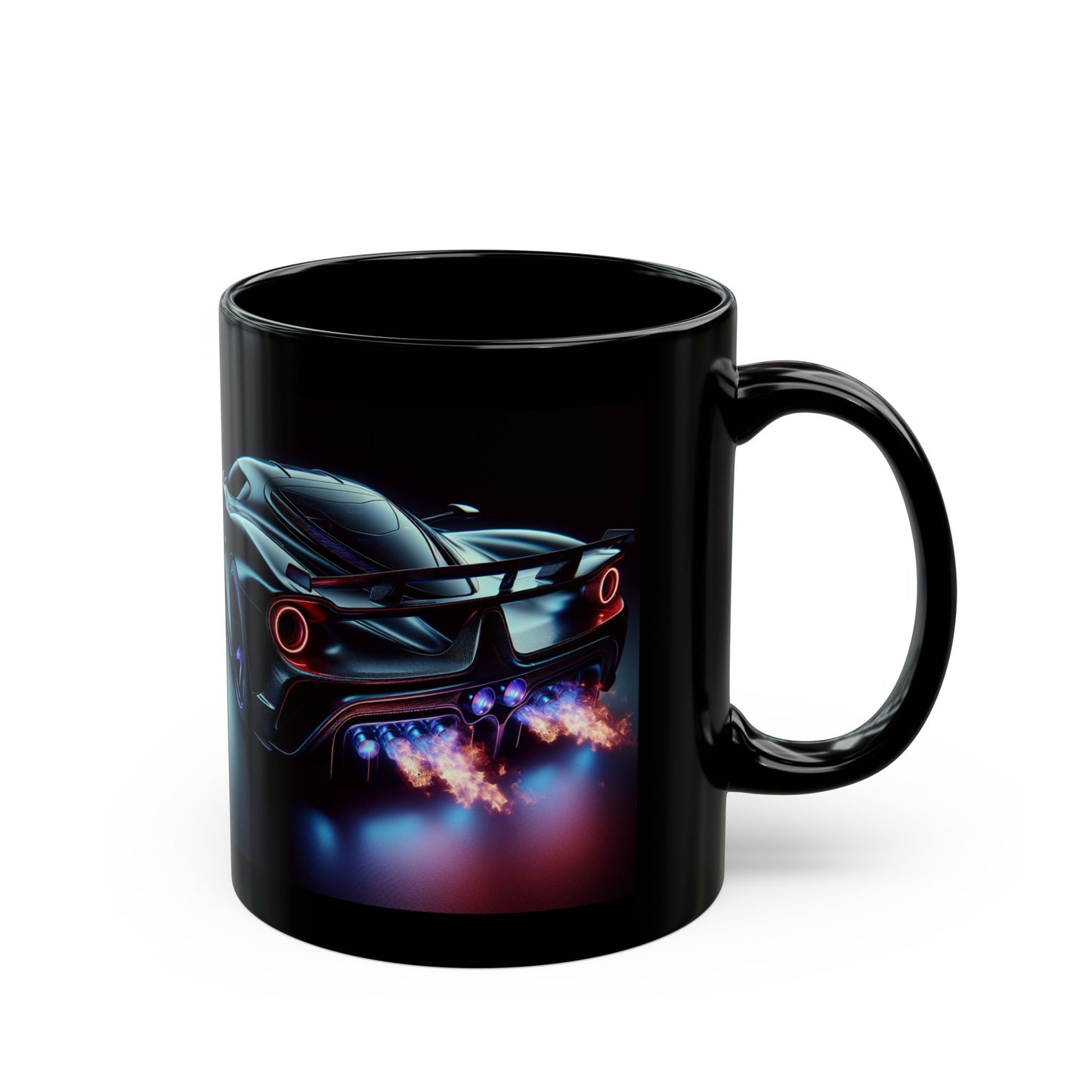 Flaming Exhaust Black Mug