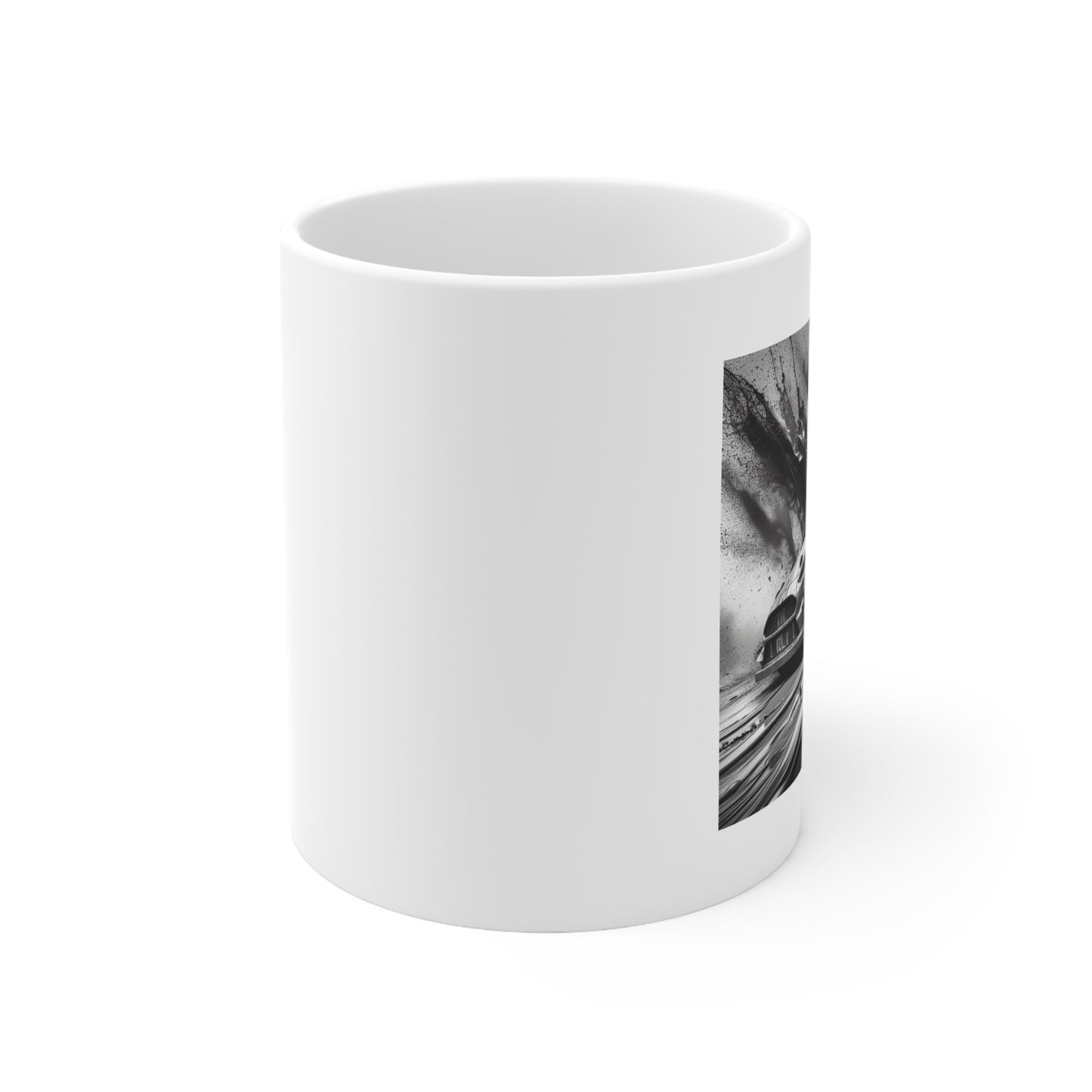 Rally Car Mud Splatter White Mug