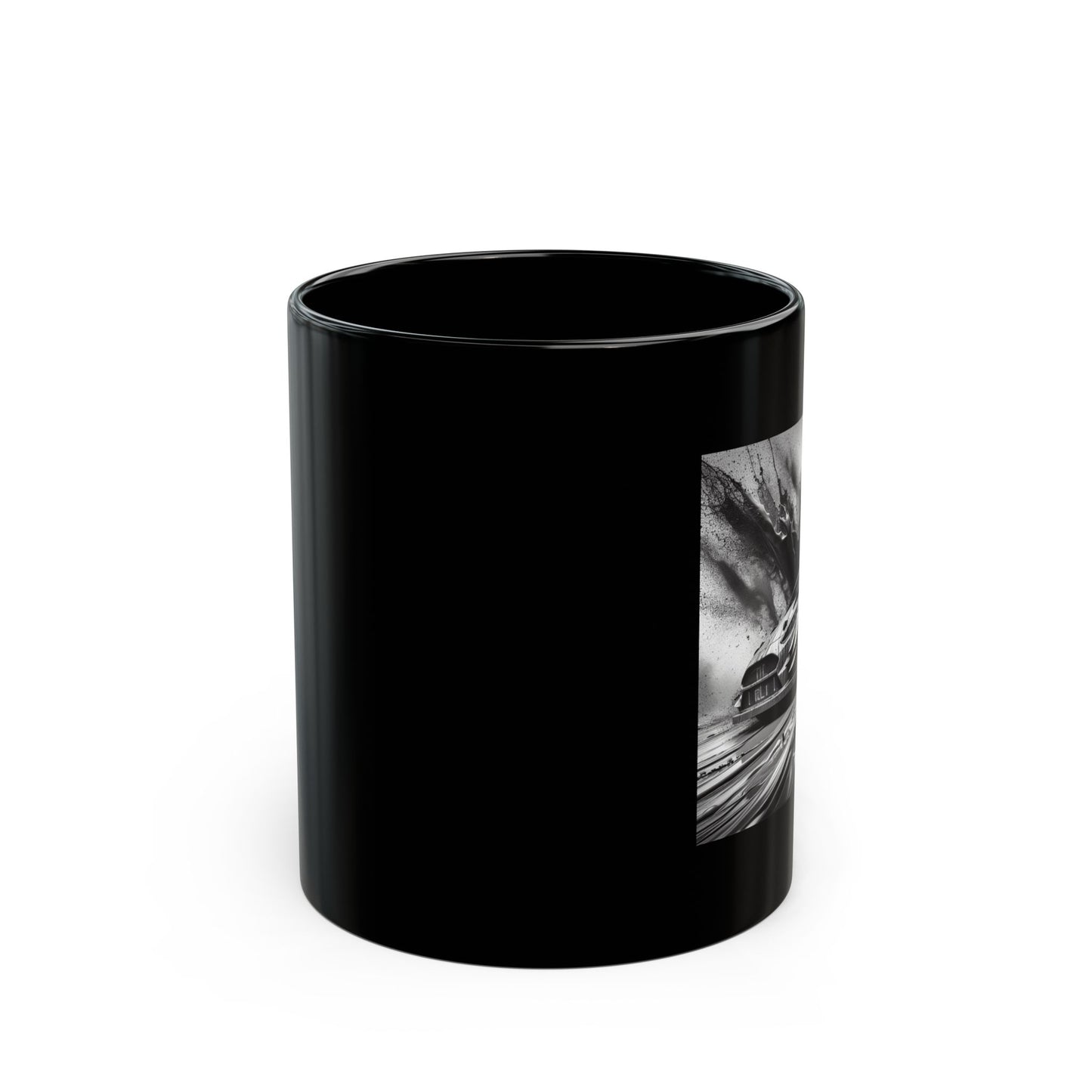 Rally Car Mud Splatter Black Mug