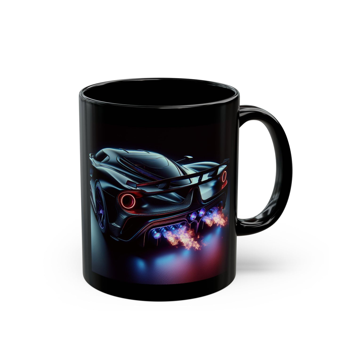 Flaming Exhaust Black Mug