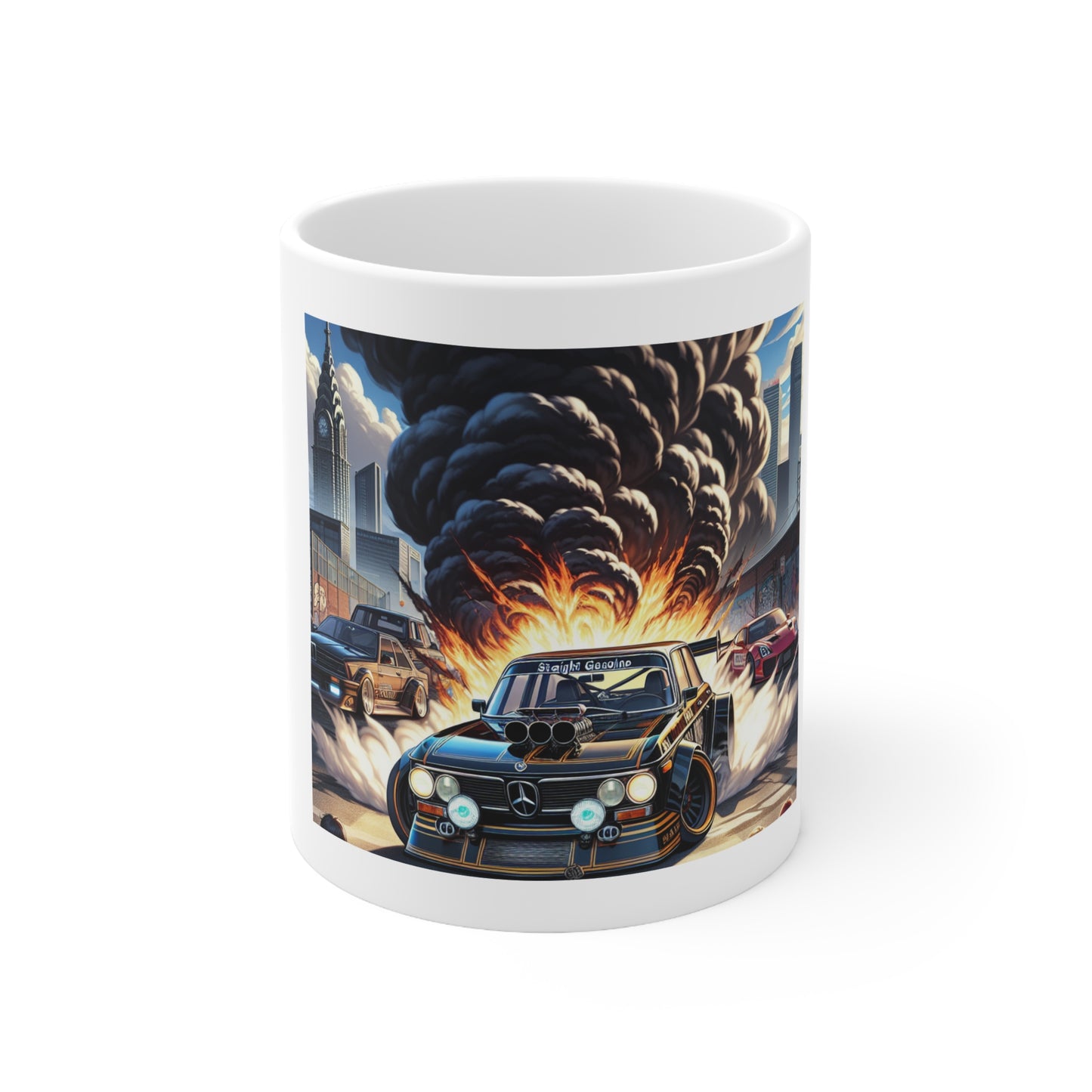 burnout amg white  mug