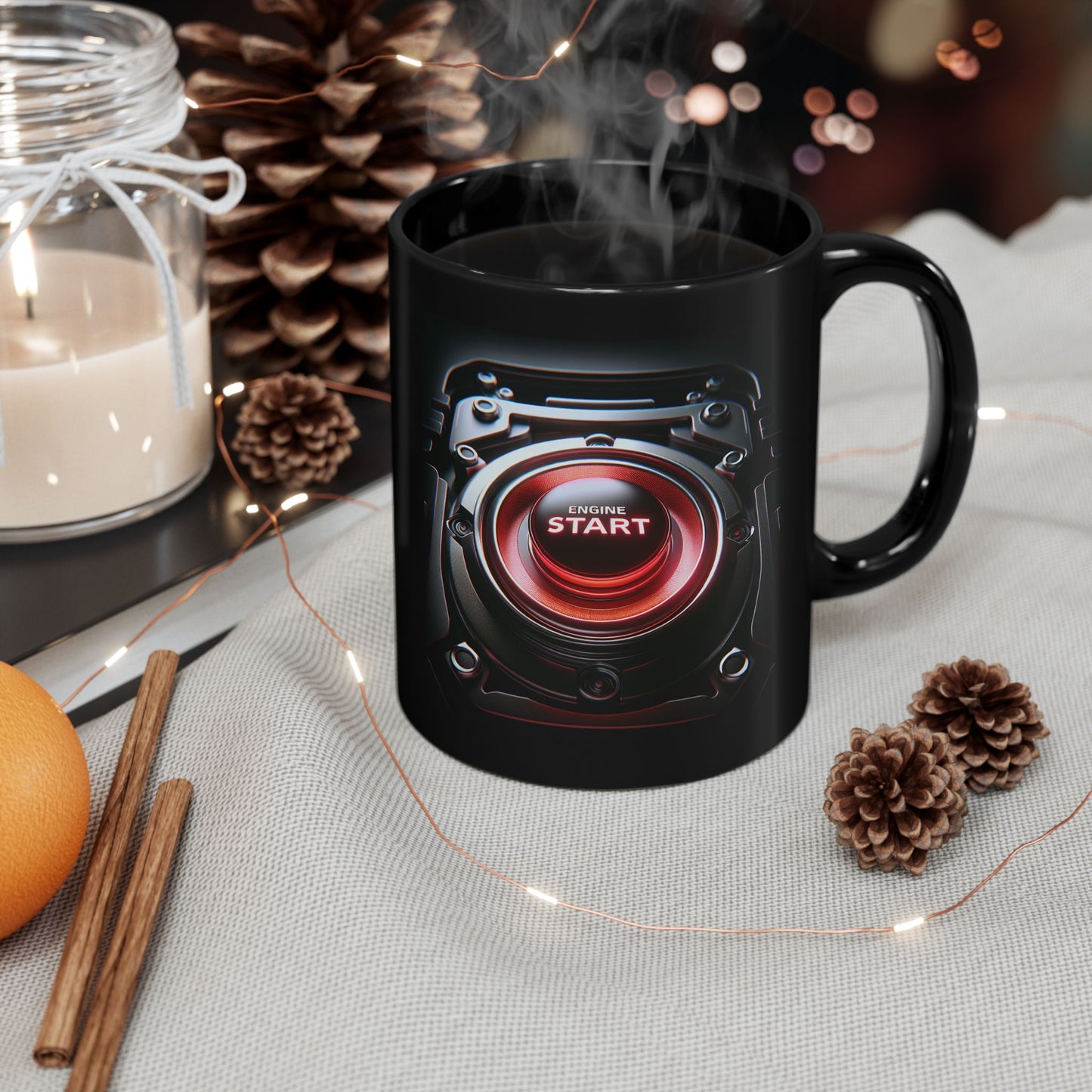 Engine Start Button Black Mug