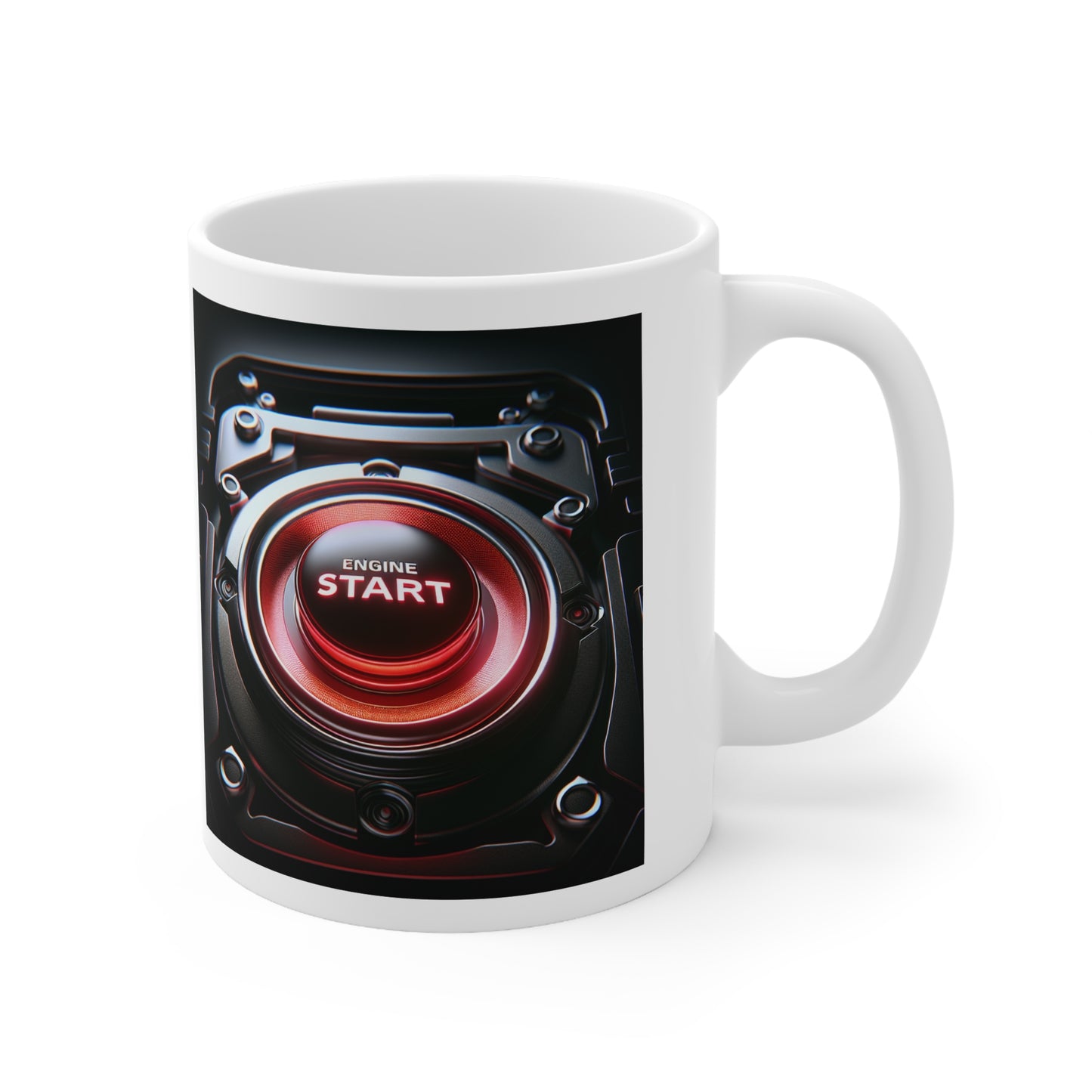 Engine Start Button White Mug